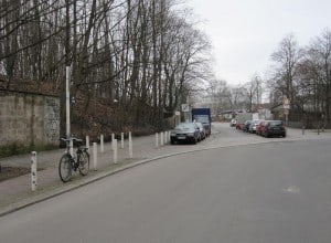 Torgauer Straße heute an der Stelle der früheren Cheruskerkurve